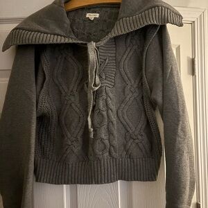 Pilcro Gray Cable Knit Turtleneck Sweater